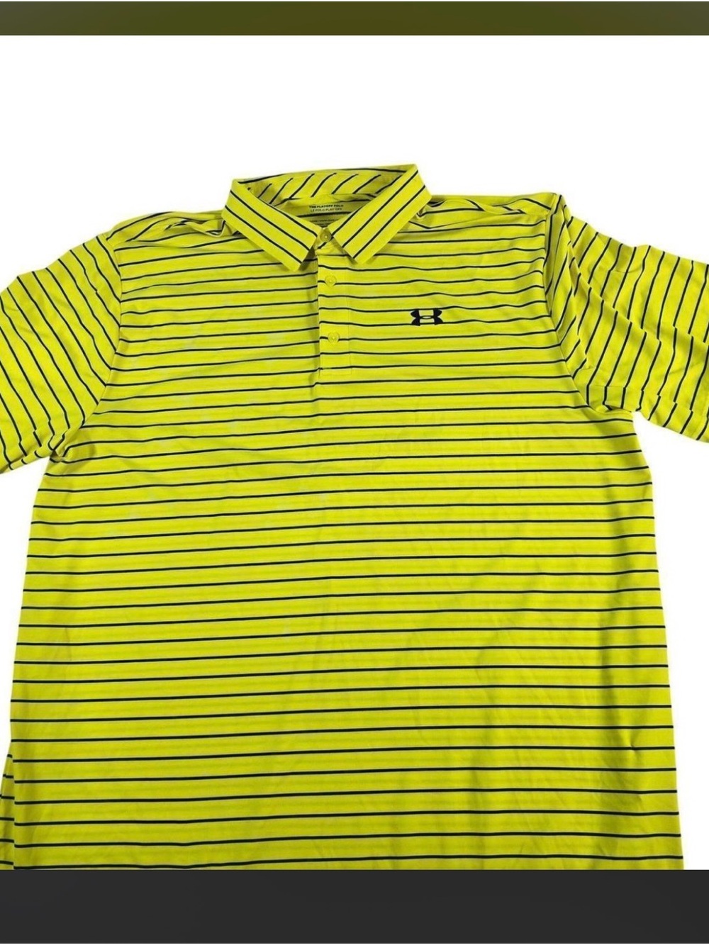 Under Armour Neon Yellow Polo with Navy Stripes